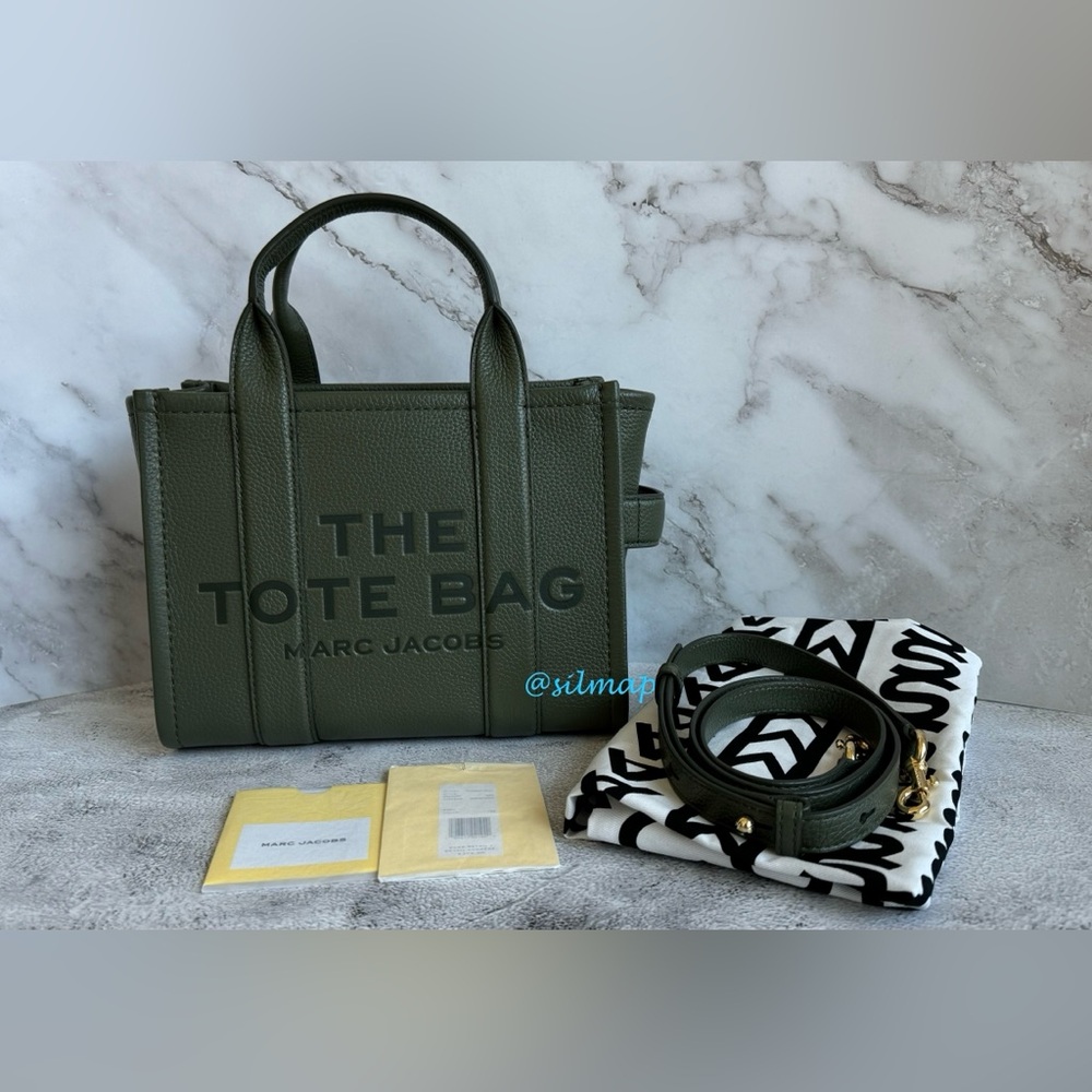 EUC - Marc Jacobs The Leather Tote Bag Small - Bronze Green